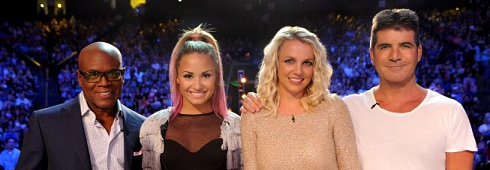 Demi Lovato - Check out Demi, Britney Spears, LA Reid and Louis Walsh  (filling in for Simon Cowell) at the Kansas City auditions for The X Factor  (USA)!